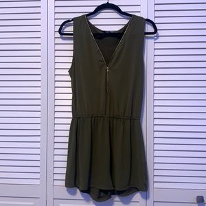 Army Green Ambiance One Piece Zip Up Romper